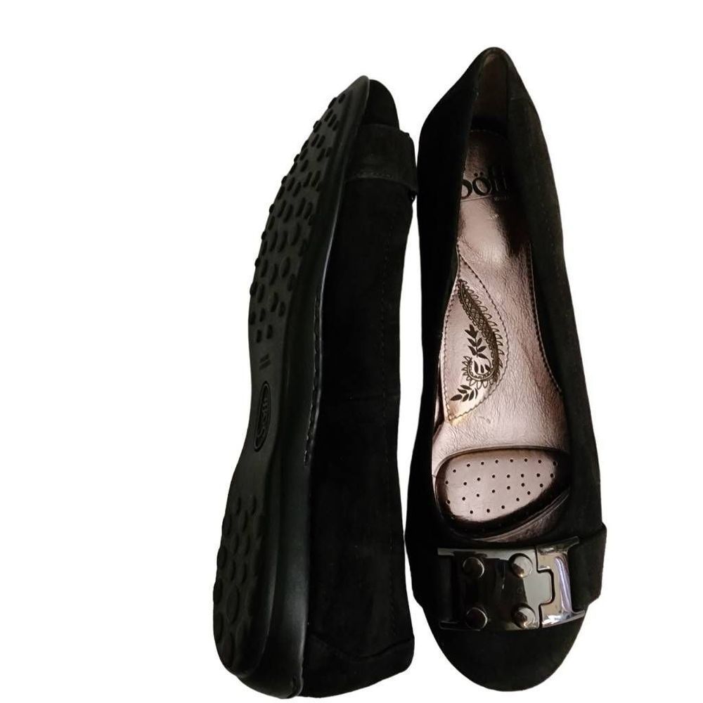 Soft Leather Suede Black Comfort Flats Shoes Size 9M